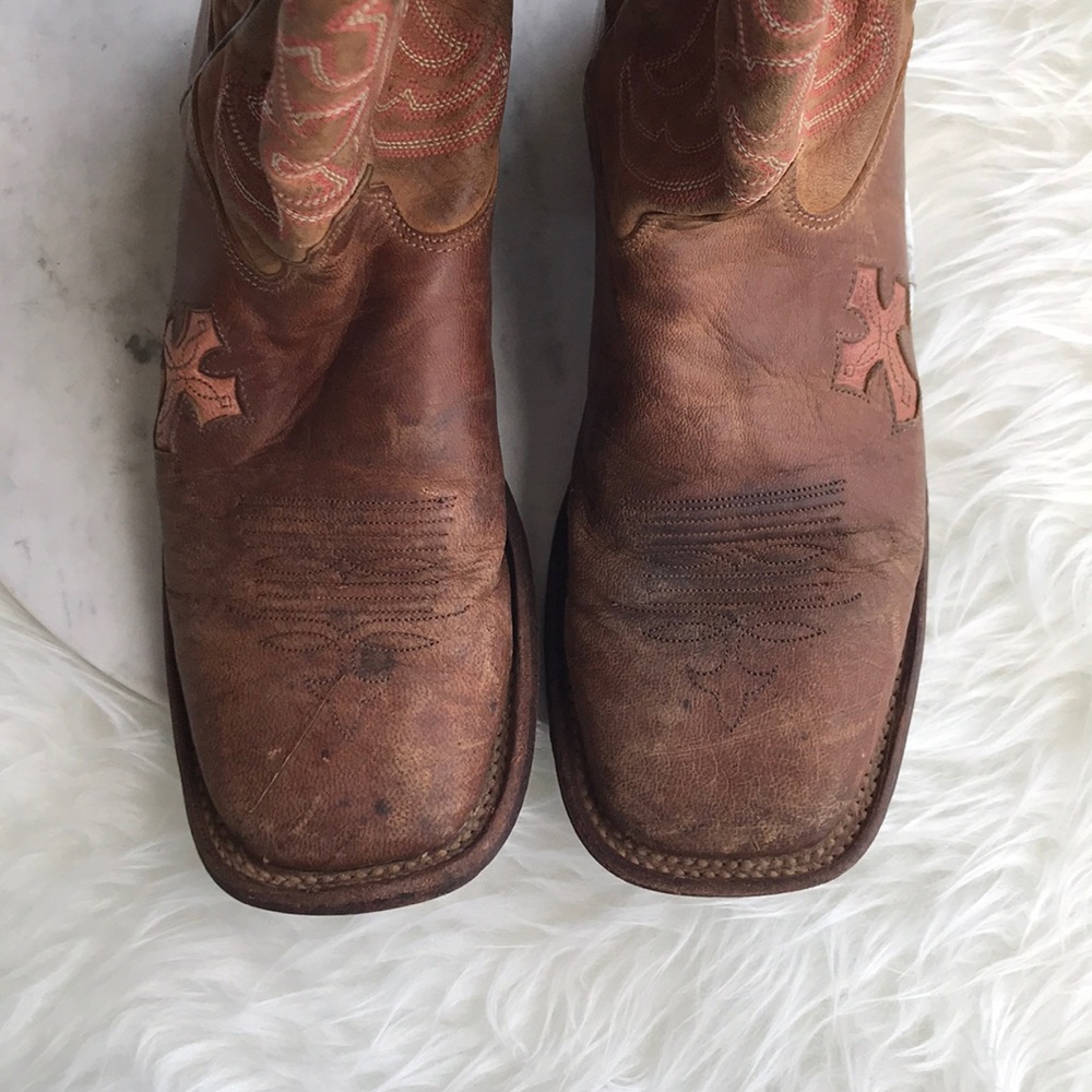 Tony Lama 100% Vaquero Square Toe Wingtip Boots - Picture 3 of 5